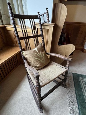 Lot 1616 - Arts and Crafts bobbin turned rocking chair