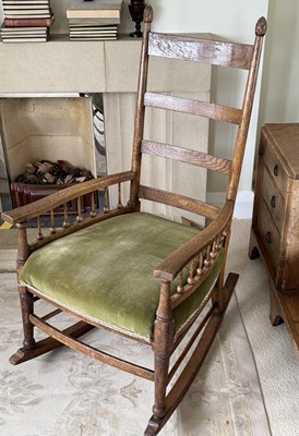 Lot 1622 - Arts and crafts oak rocking chair