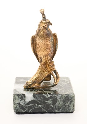 Lot 194 - Silver gilt falcon, by Garrards 1972, on marble plinth