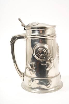 Lot 175 - Art Nouveau Liberty Tudric pewter lidded tankard, model 054