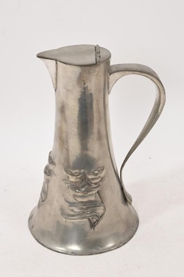 Lot 988 - A Liberty and Co. Tudric pewter lidded jug, 028, flared flagon form