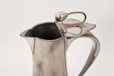 Lot 988 - A Liberty and Co. Tudric pewter lidded jug, 028, flared flagon form