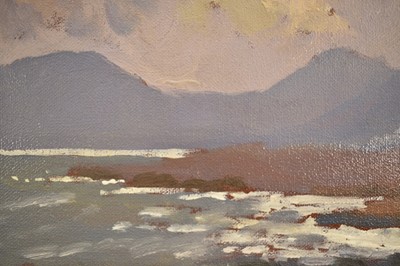 Lot 1343 - Alex McKenna (Irish, b. 1943) oil on canvas board - Coastal Bay, signed, 24cm x 34cm, framed