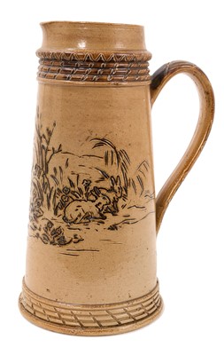 Lot 253 - Hannah Barlow sgraffito jug with birds and rabbits