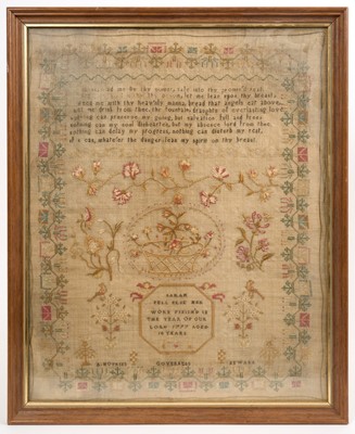 Lot 1070 - 18th century needlework sampler by Sarah Pell Else, 1797