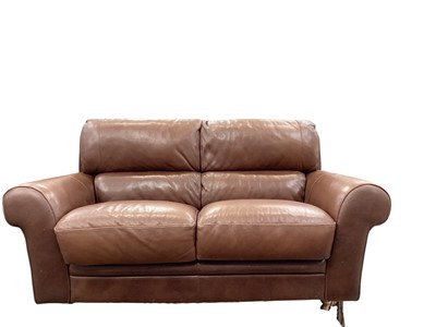 Lot 1206 - Contemporary brown leather two seater sofa