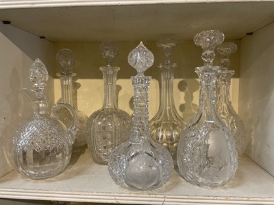 Lot 285 - Seven good quality Victorian cut glass decanters various