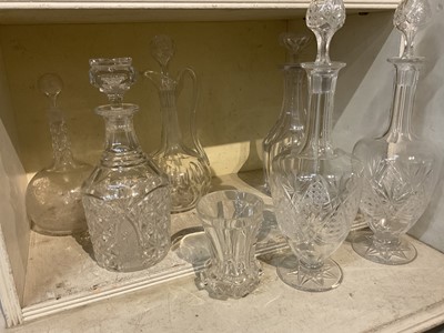 Lot 288 - Victorian cut glass decanter, 19th century armorial cut glass beaker, and other glass