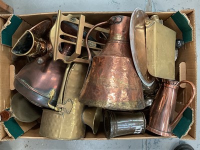 Lot 705 - One box of assorted copper and other metalware.