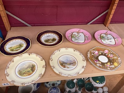 Lot 727 - Group of seven 19th century English plates to include two Coalport and two Copeland cabinet plates, two asthetic movement plates and one Spode plate (7).