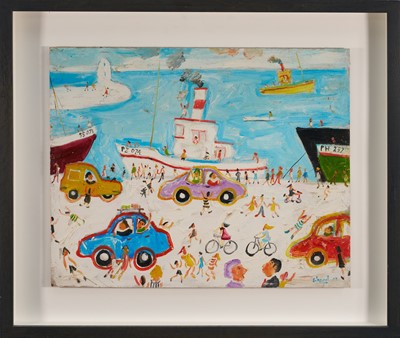 Lot 1376 - *Simeon Stafford (b. 1956) oil on board - Harbour scene, signed and dated ‘03, 40cm x 50cm, in box frame