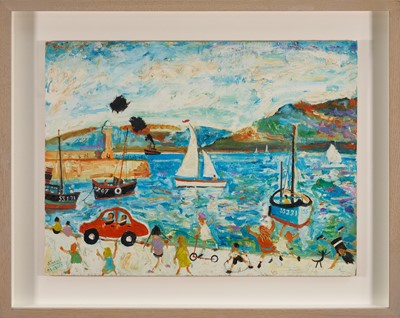 Lot 1374 - *Simeon Stafford (b. 1956) oil on board - Coast scene, signed and dated 04.12.10, 45cm x 60cm, in box frame