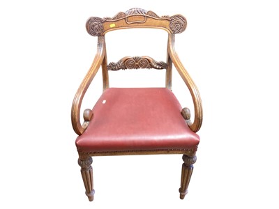 Lot 1318 - Regency carved mahogany elbow chair