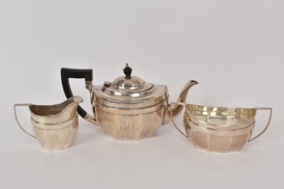 Lot 440 - 20th century silver three piece teaset, hallmarked Chester