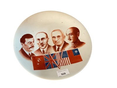 Lot 928 - Second World War commemorative plate depicting the victorious allies, 28.5cm in diameter