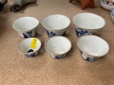 Lot 106 - Set of Chinese blue and white stacking cups