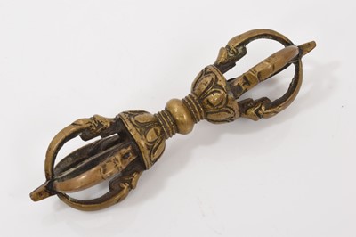 Lot 1045 - 19th century Tibetan brass vajra