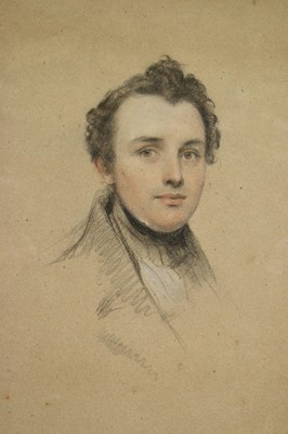 Lot 1439 - English School, 19th century, pencil and chalk portrait of a Gentleman, 36cm x 29cm, in glazed frame