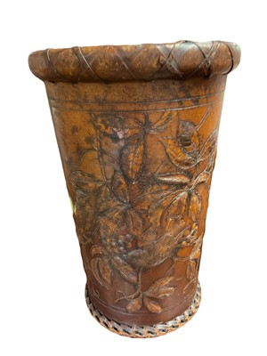 Lot 163 - Victorian leather covered stick / umbrella stand