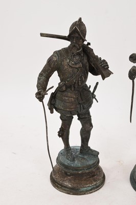 Lot 1047 - Three silvered bronze figures after Emile Coriolan Hippolyte Guillemin (1841-1907)