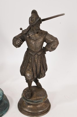 Lot 1047 - Three silvered bronze figures after Emile Coriolan Hippolyte Guillemin (1841-1907)
