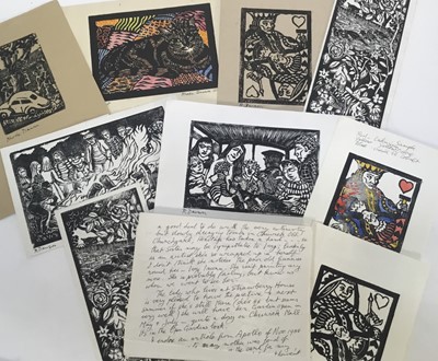 Lot 177 - Collection of Rhoda Dawson black and white lino cut prints