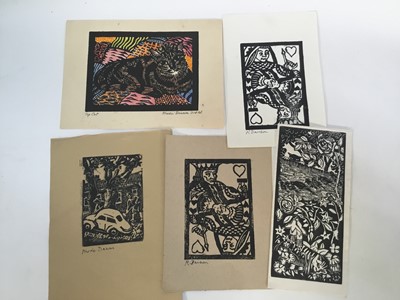 Lot 177 - Collection of Rhoda Dawson black and white lino cut prints