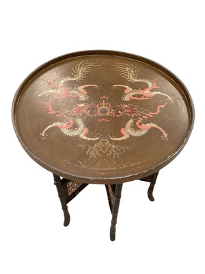 Lot 1675 - Late 19th century Chinese lacquered tray top table on folding base