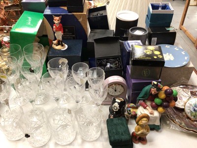 Lot 321 - Royal Scot crystal, Swavorski crystal and other glass ornaments, Beswick 21st Century Fox, Royal Doulton The Old Balloon Seller, Wedgwood Jasperware etc