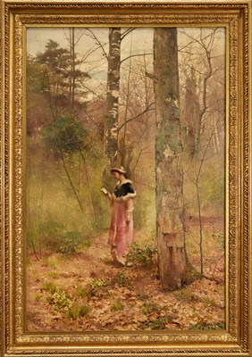 Lot 1479 - James Herbert Snell (1861-1935) oil on canvas - The Woodland Note, signed, 92cm x 60cm, in gilt frame