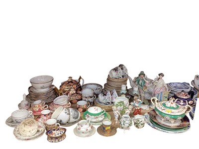 Lot 740 - Collection of 18th/19th century ceramics including Spode pattern 1823 teapot and sucrier, Masons tea wares and jugs, Spode Italian and other blue and white, various tea wares and a small Royal W...