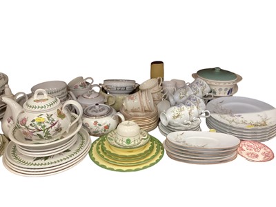 Lot 741 - Collection of dinner and tea wares including Portmeirion Botanic Garden, Doulton Leeds Spray, other Doulton wares etc - 2 shelves