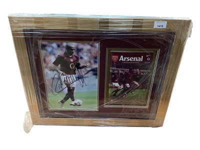 Lot 1419 - Thierry Henry signed photograph and Arsenal FC program in a presentation glazed frame with certificate of authenticity