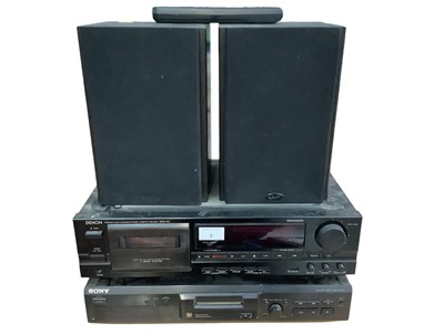 Lot 7 - Demon precision audio component/stereo cassette tape deck DRM-740 together with Sony minidisc deck MDS-JE330 and a pair of Gale gold monitor MK2 speakers