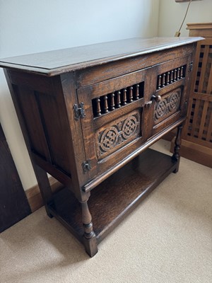 Lot 1630 - 17th century style oak food cupboard