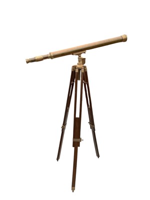 Lot 1633 - Victorian style brass telescope on tripod stand