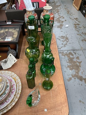 Lot 502 - Green glass and pair of Japanese vases