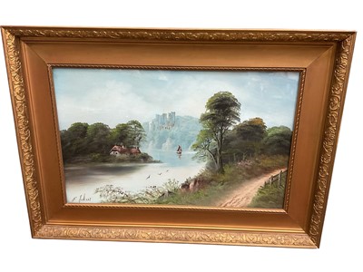 Lot 181 - Early 20th century painting on glass, highland loch scene