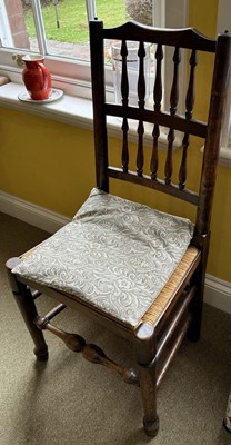 Lot 1641 - Set of four 19th century ash and elm spindle back chairs with wicker seats