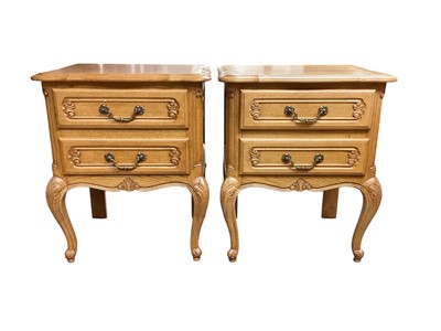 Lot 1644 - Pair of French carved oak bedside chests