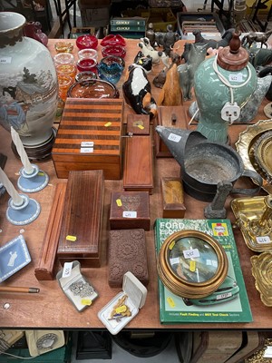 Lot 455 - Collection of boxes, Chinese lamp and sundries