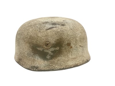 Lot 734 - Second World War Nazi Luftwaffe Fallschirmjäger (Paratroopers) Steel Combat Helmet, with single Luftwaffe decal, stamped under brim ET 71