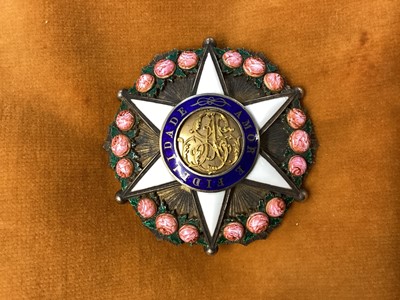 Lot 11 - 19th century Brazilian Imperial Order of the Rose Breast Star, silver gilt and enamels with pin backing by Lemaitre, Paris 5.2cm diameter