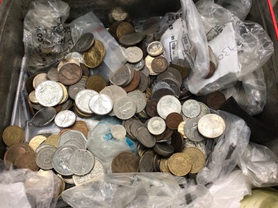 Lot 375 - Collection of mixed world coinage in tin