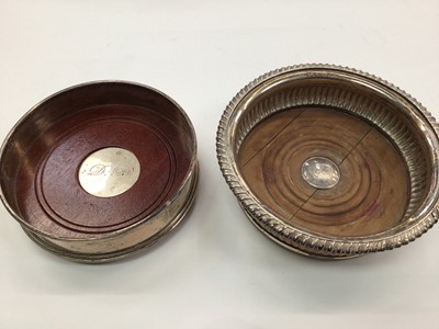 Lot 1048 - Silver wine coaster and an old Sheffield plate wine coaster (2)