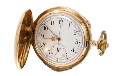 Lot 814 - Early 20th century 14ct gold minute repeating full hunter pocket watch