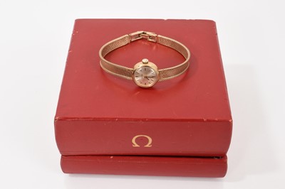 Lot 808 - 9ct gold ladies Omega watch in box