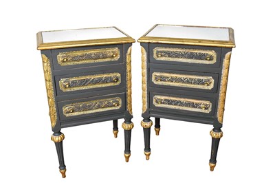 Lot 1580 - Pair of mirror topped Italian bedside tables