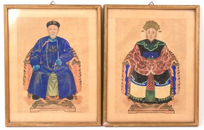 Lot 1105 - Pair of Chinese ancestor portraits