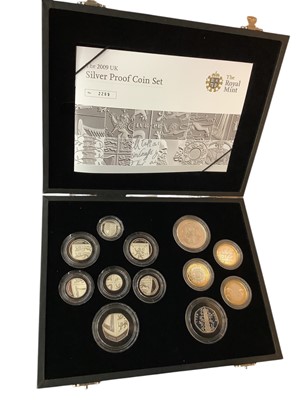 Lot 408 - G.B. - Royal Mint silver proof twelve coin set 2009 to include £5 'Henry VIII', 50 Pence 'Kew Gardens & others (N.B. Cased with Certificate of Authencity) (1 coin set)